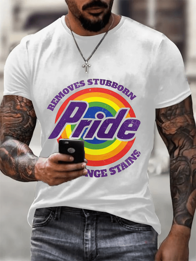 Men's Pride Rainbow Print Casual Crew Neck T-Shirt