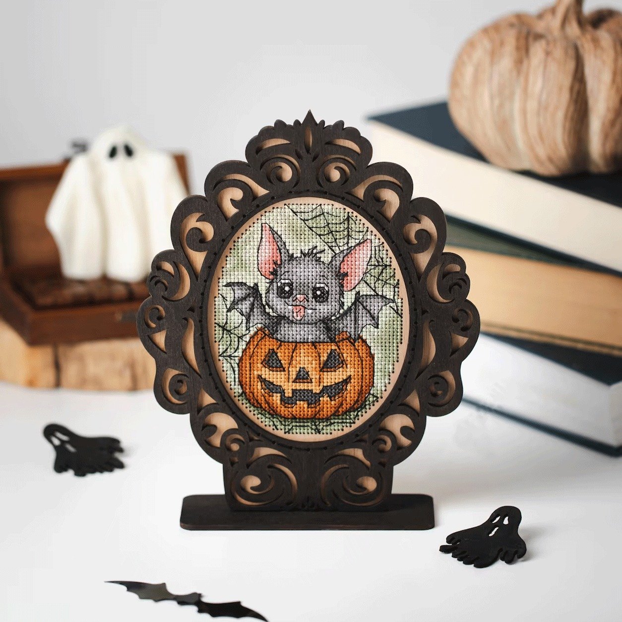 🔥Last Day 50% OFF - Halloween Frame Cross stitch KIT 🖼️(FREE Wooden Frame Included)