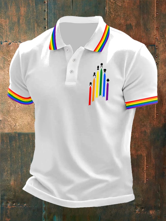 Men's Gay Pride Print  Polo Shirt