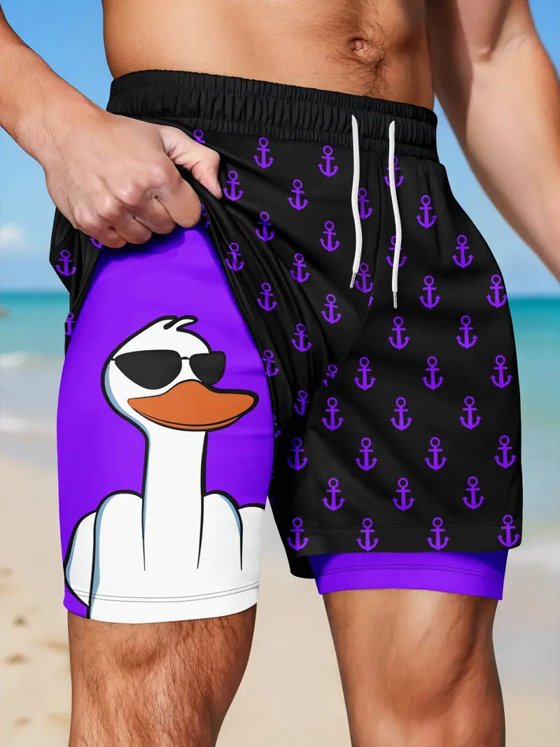 Men's 2-in-1 Quick-Dry Beach Shorts