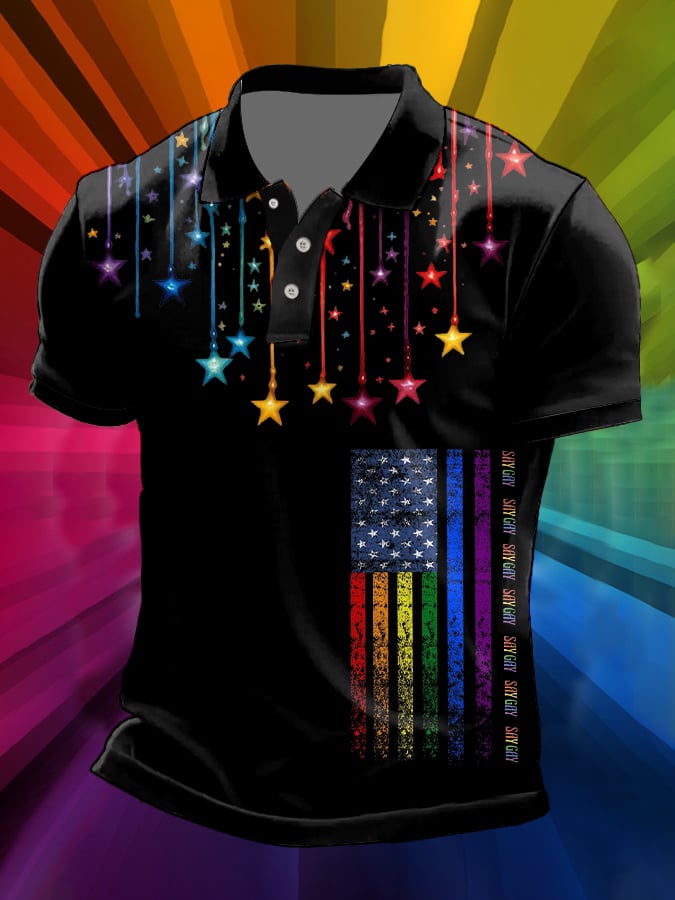 Man's Say Gay Flag Printed POLO Shirt