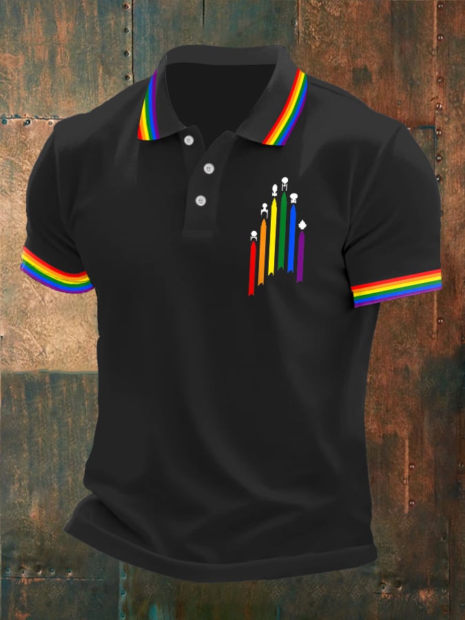 Men's Gay Pride Print  Polo Shirt