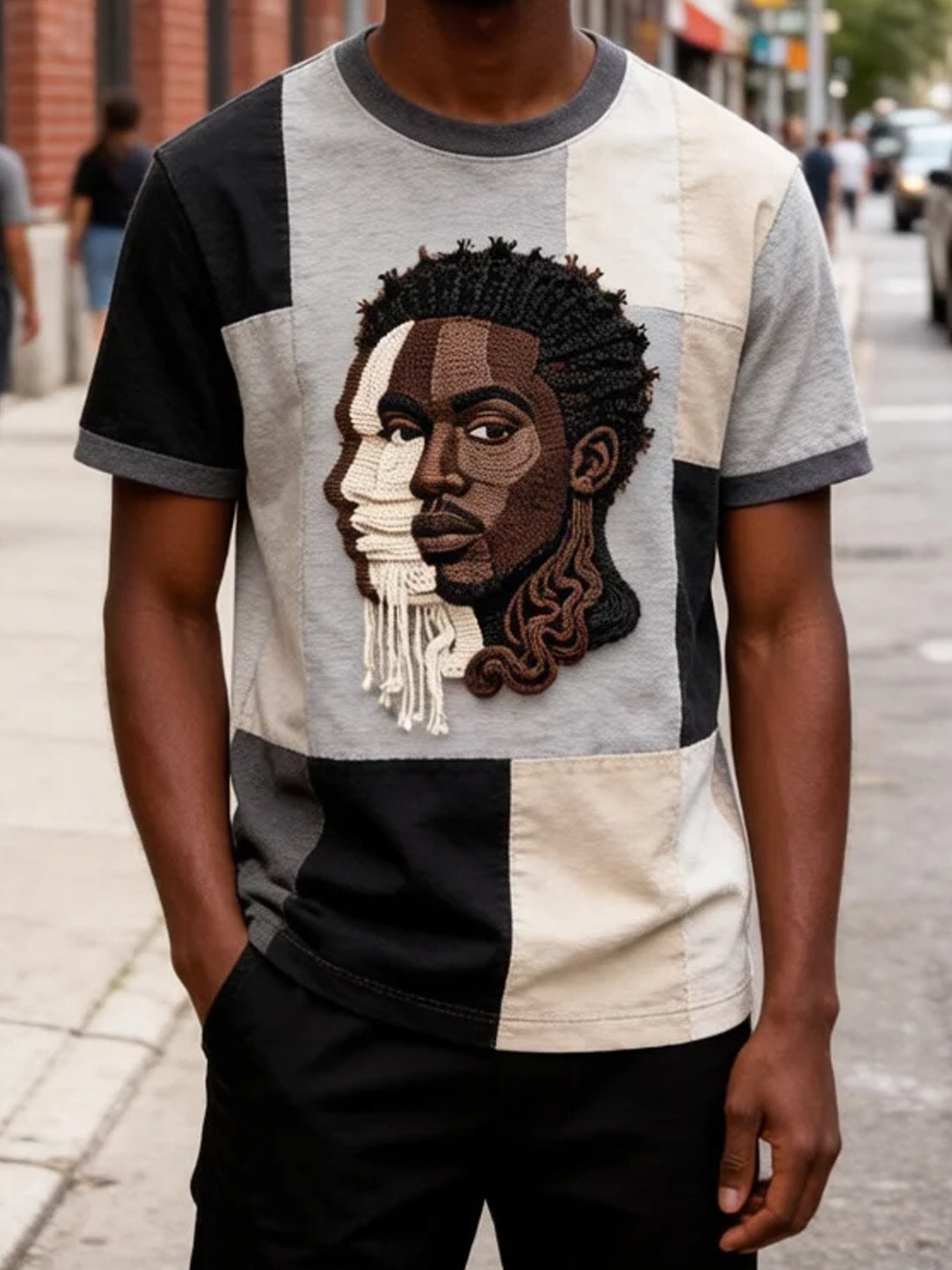 Men's Black Printed Casual Top