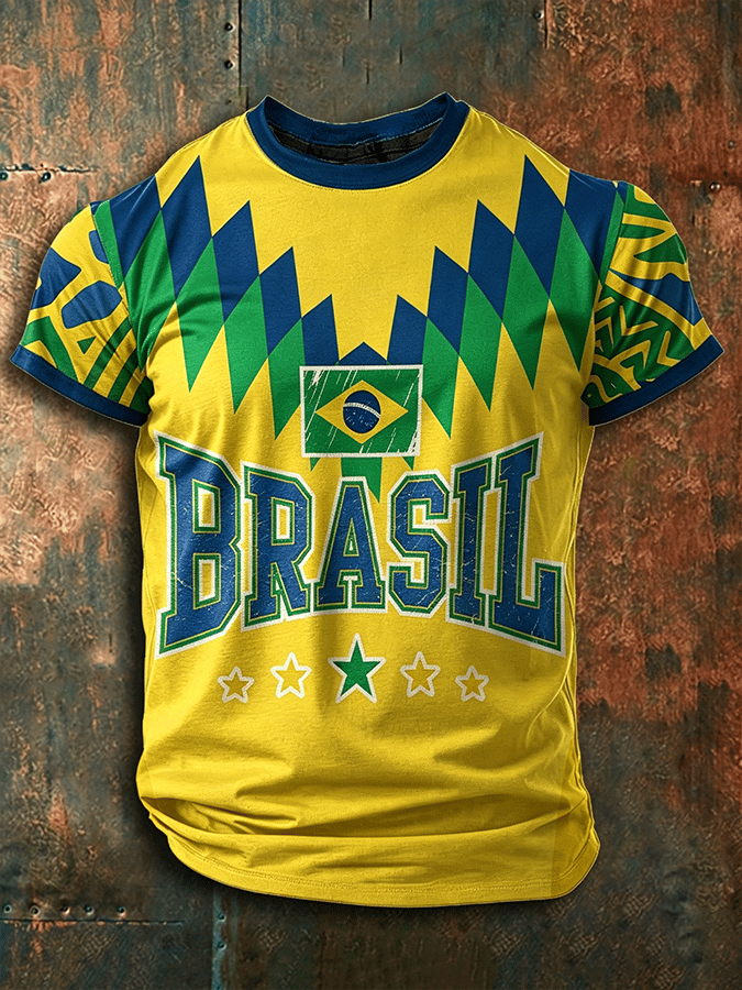 Brasil Retro Flag Soccer  T-Shirt