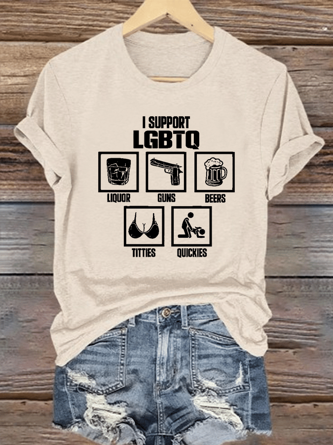 Women's  I SUPPORT LGBTQ Printed T-Shirt