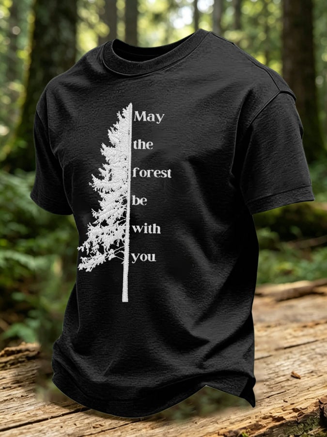 Men's May The Forest Be With You Printed Casual T-Shirt