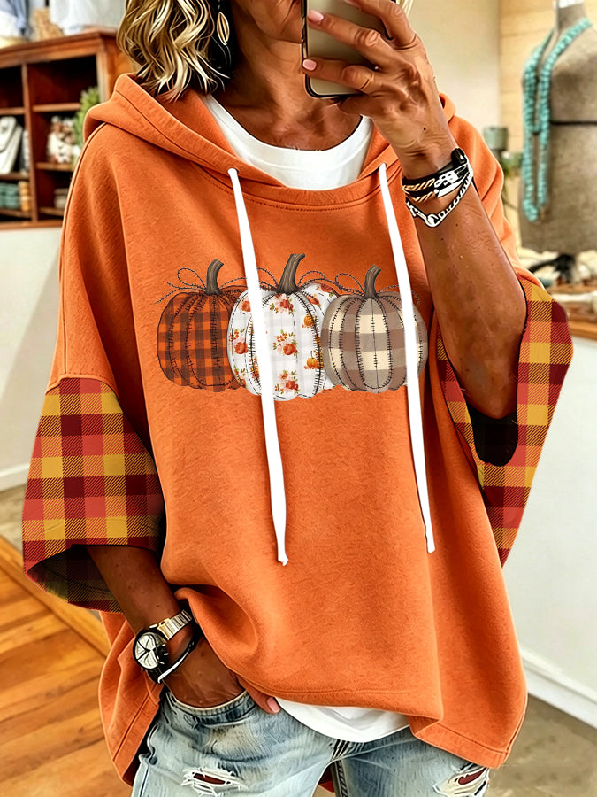 Women'S Vintage Pumpkin Print Hoodie