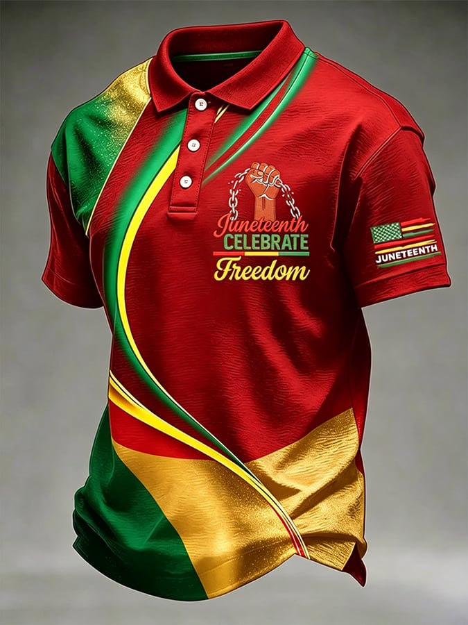 Men'S Juneteenth Celebrate Freedom  Printed Polo Shirt