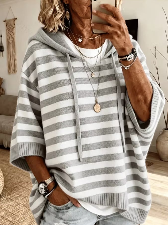 Women's Plaid And Stripe Art  Print Cardigan