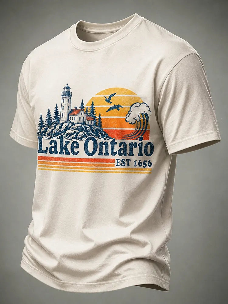 Men's Lake Ontario Printed Short Sleeve Casual T-shirt