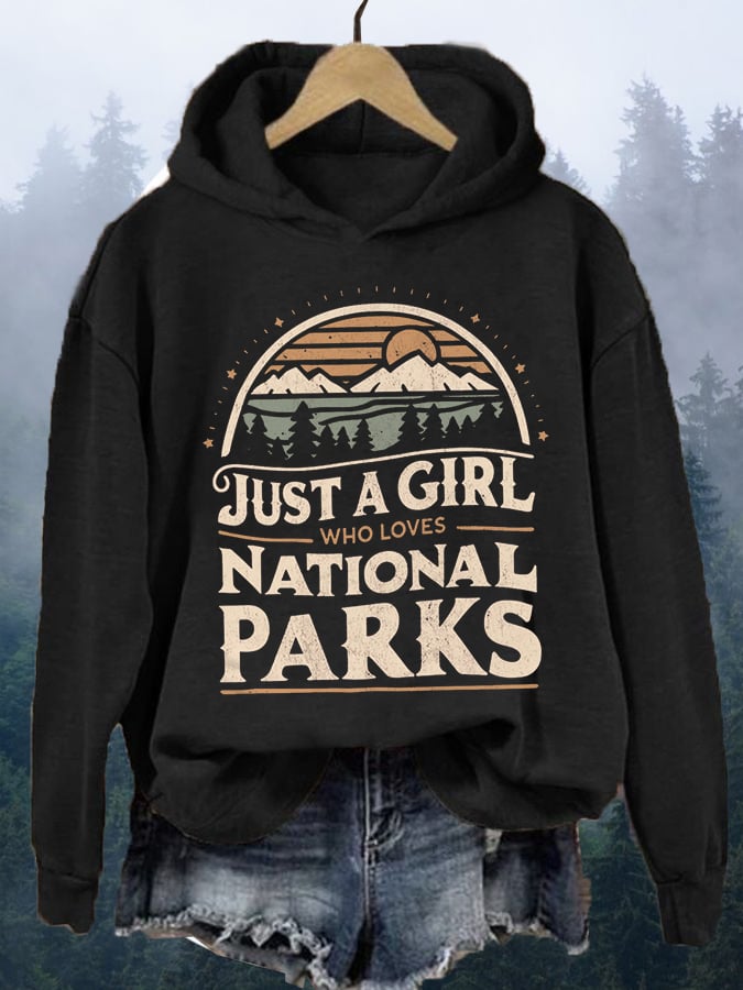 Women's Just A Girl Who Loves National Parks Printed Hoodie