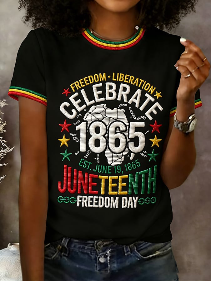 Women's  Juneteenth Print Casual T-shirt