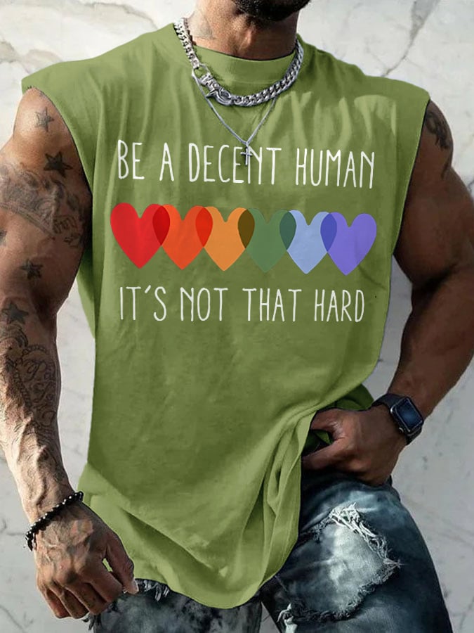 Retro Be A Decent Human It's Not That Hard Print Tops Tank