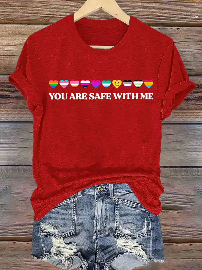 Women's  YOU ARE SAFE WITH ME  Print T-Shirt