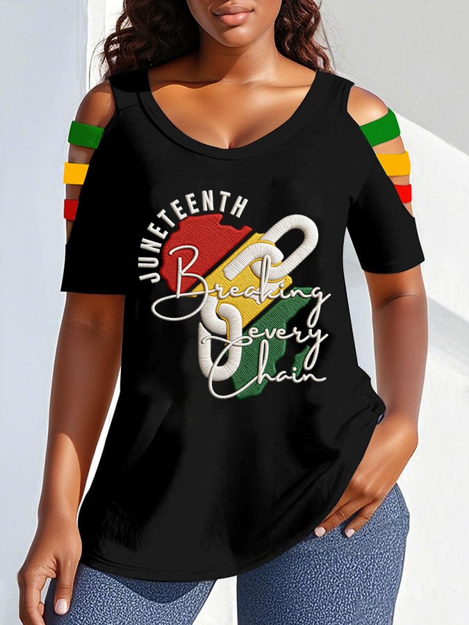 Women's Juneteenth Breaking Every Chain Print T-Shirt