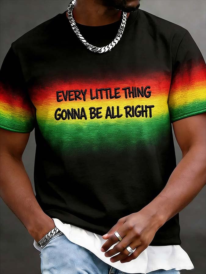 Men's Juneteenth "Everything Will Be Alright" Printed Crew-Neck Short-Sleeve T-Shirt