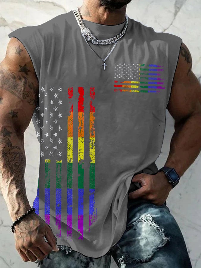 Men'S Casual LGBT Pride Month Flag Printed Vest