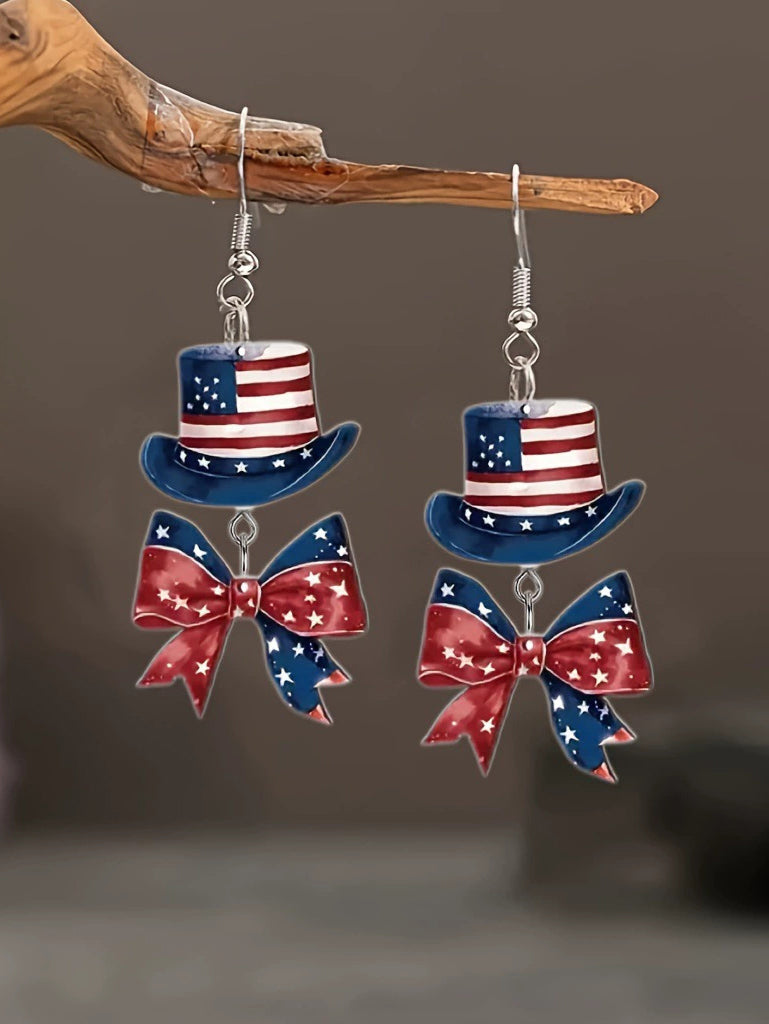 Anniversary Chicken Gnome Bow Heart Shaped Dangle Earrings