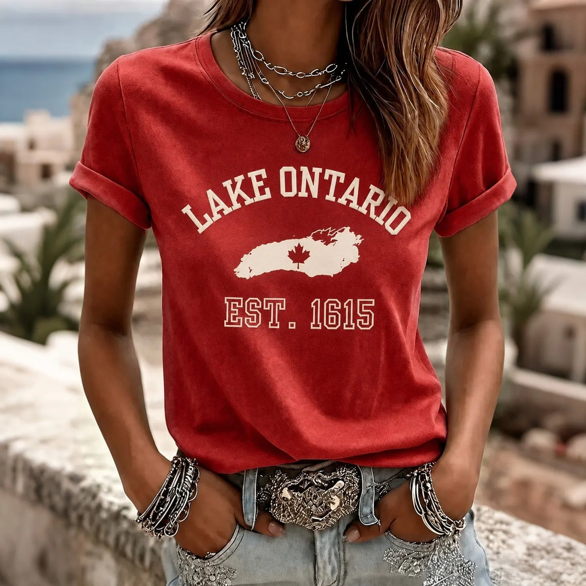Women's Vintage 1615 Ontario Printed Top