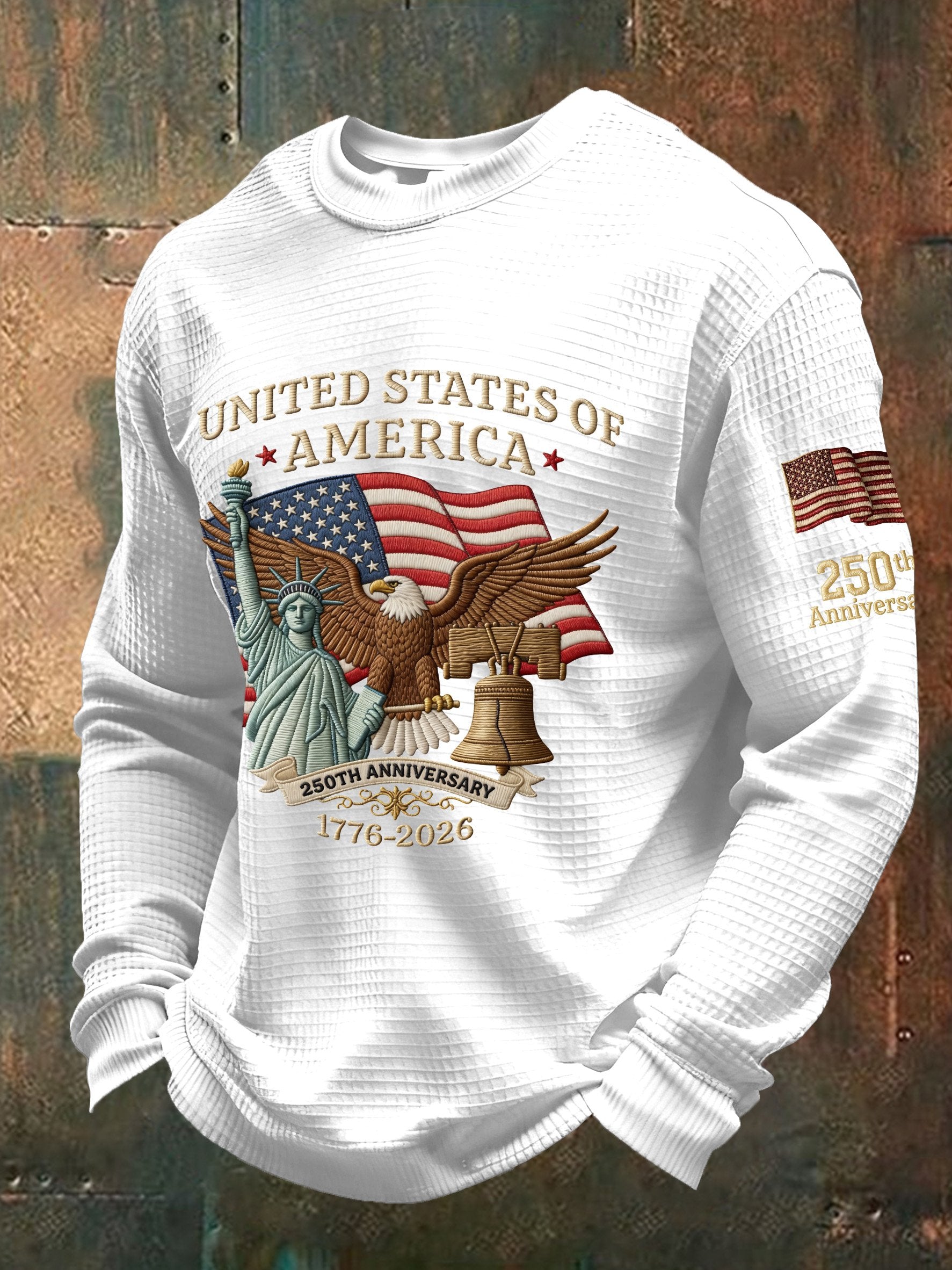 Men's Vintage American Flag Print Top