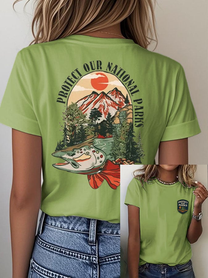 Women's National Park Printed Casual T-Shirt
