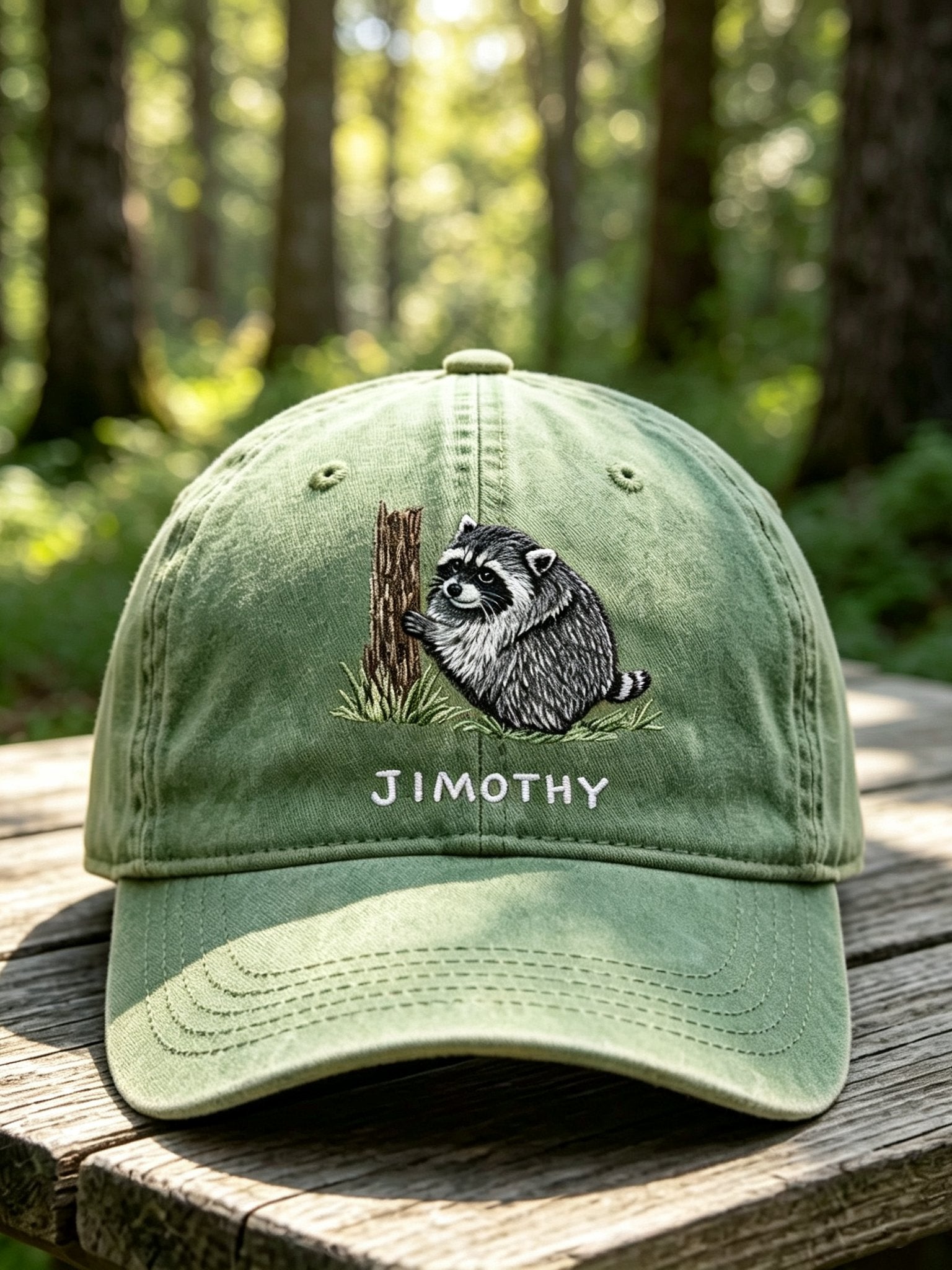 Retro Jimothy Raccoon Print Baseball Cap