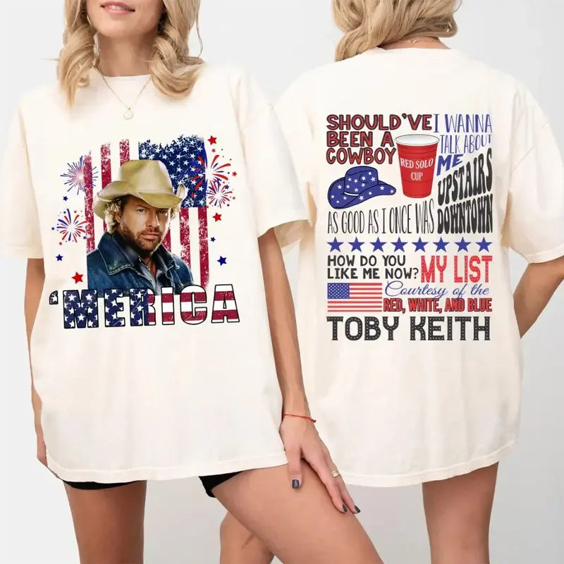 Women's Patriotic Toby Courtesy of the Red White and Blue T-Shirt