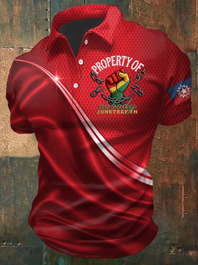 Men's Juneteenth Print  Casual Polo Shirt