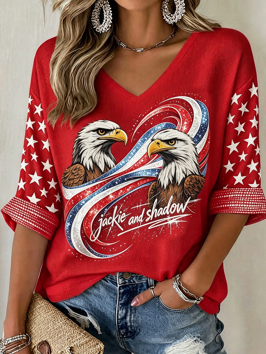 Women'S V-Neck Retro Forever Free Jackie Printed T-Shirt