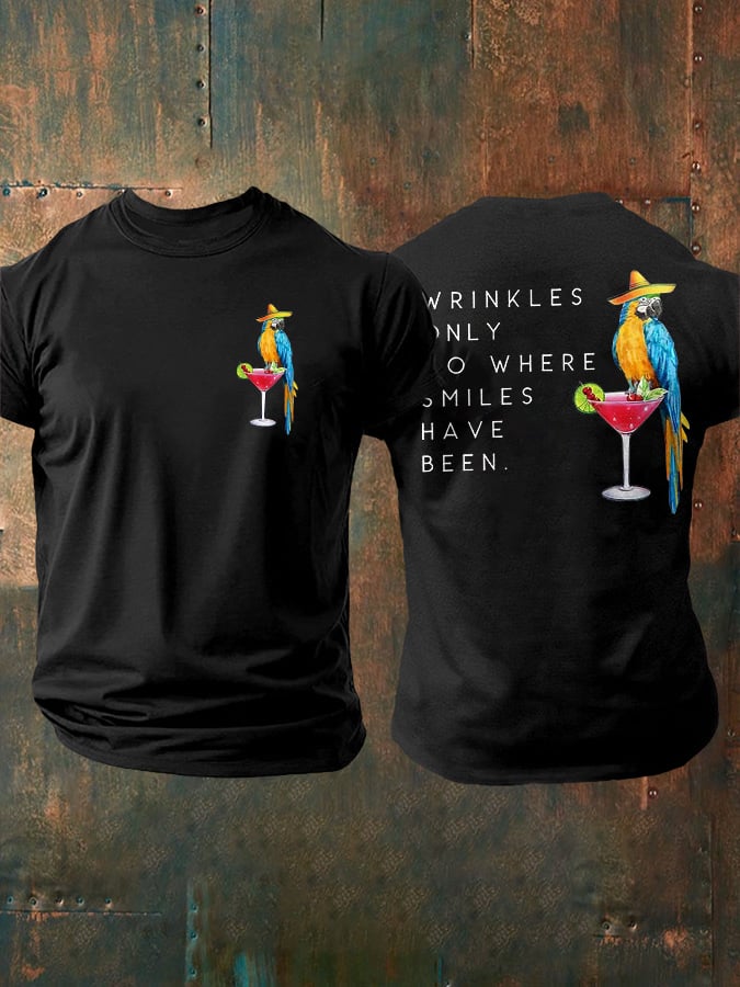 Retro Wrinkles Only Go Where Smiles Have Been Print T-Shirt