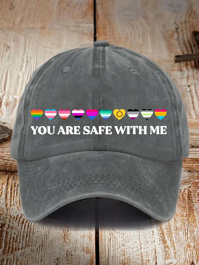 Unisex  YOU ARE SAFE WITH ME Print  Cap