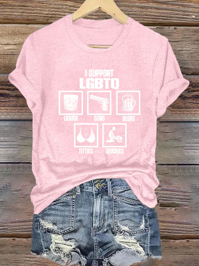 Women's  I SUPPORT LGBTQ Printed T-Shirt