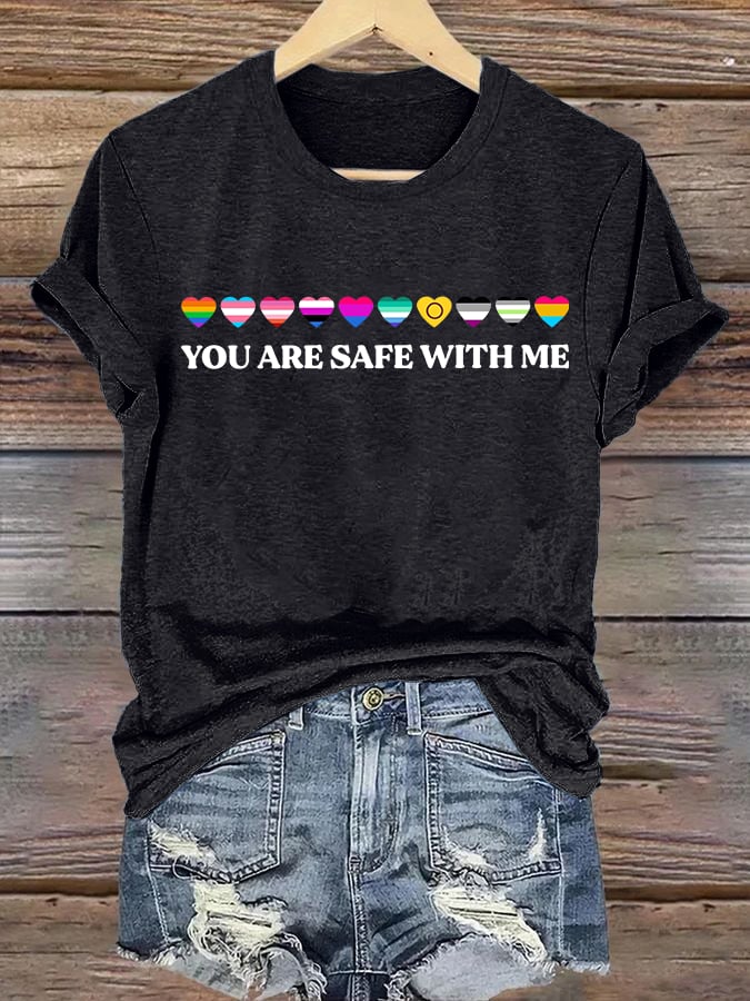 Women's  YOU ARE SAFE WITH ME  Print T-Shirt