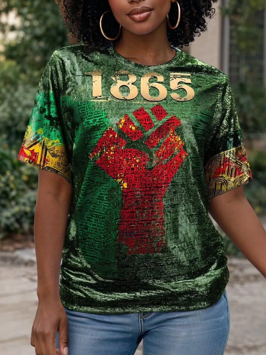 Women's Juneteenth Print Casual T-shirt
