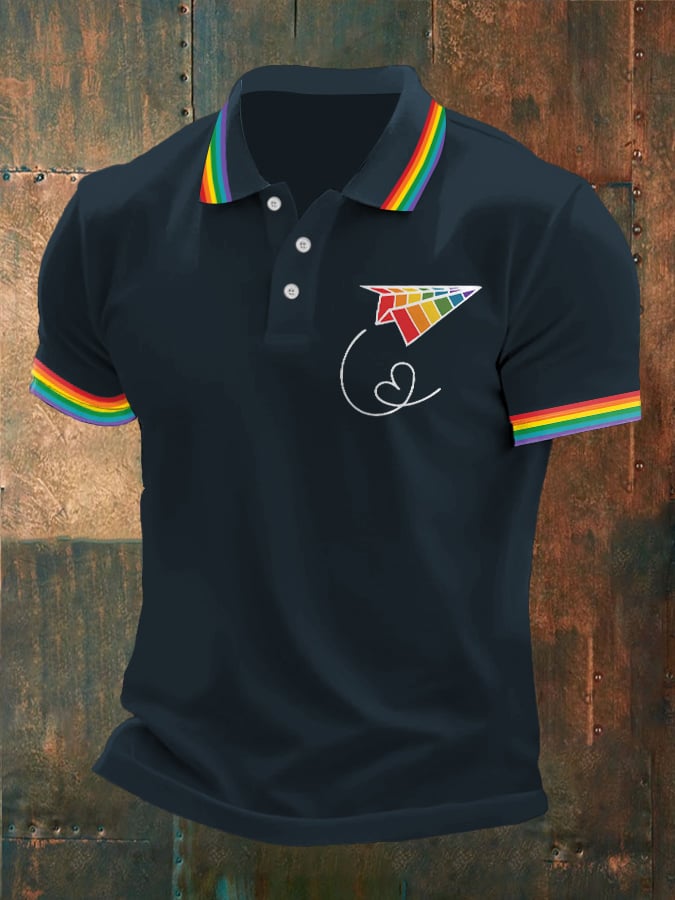Men's Gay Pride Print  Polo Shirt