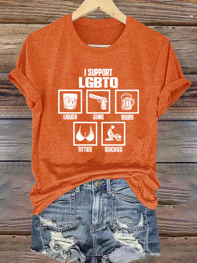 Women's  I SUPPORT LGBTQ Printed T-Shirt