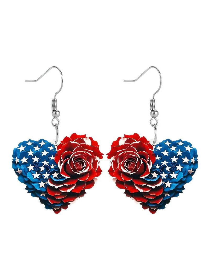 Anniversary Chicken Gnome Bow Heart Shaped Dangle Earrings