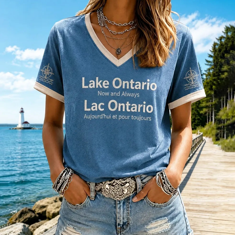 Women's Lake Ontario Printed V-neck T-shirt