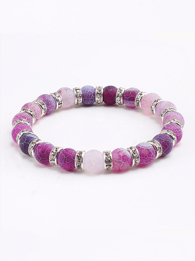 Alzheimer's Disease Purple Agate Stretch Bracelet