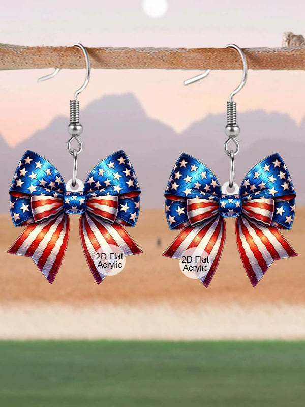 Anniversary Chicken Gnome Bow Heart Shaped Dangle Earrings