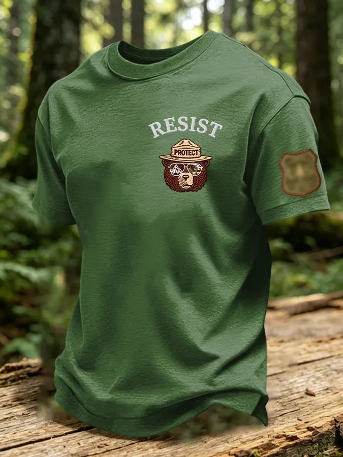 Men's Retro Protect Our Forest Printed Casual T-Shirt