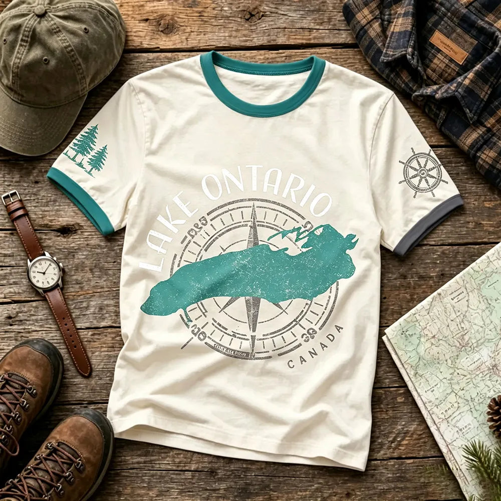 Women's Lake Ontario Print Comfortable Color-block T-shirt