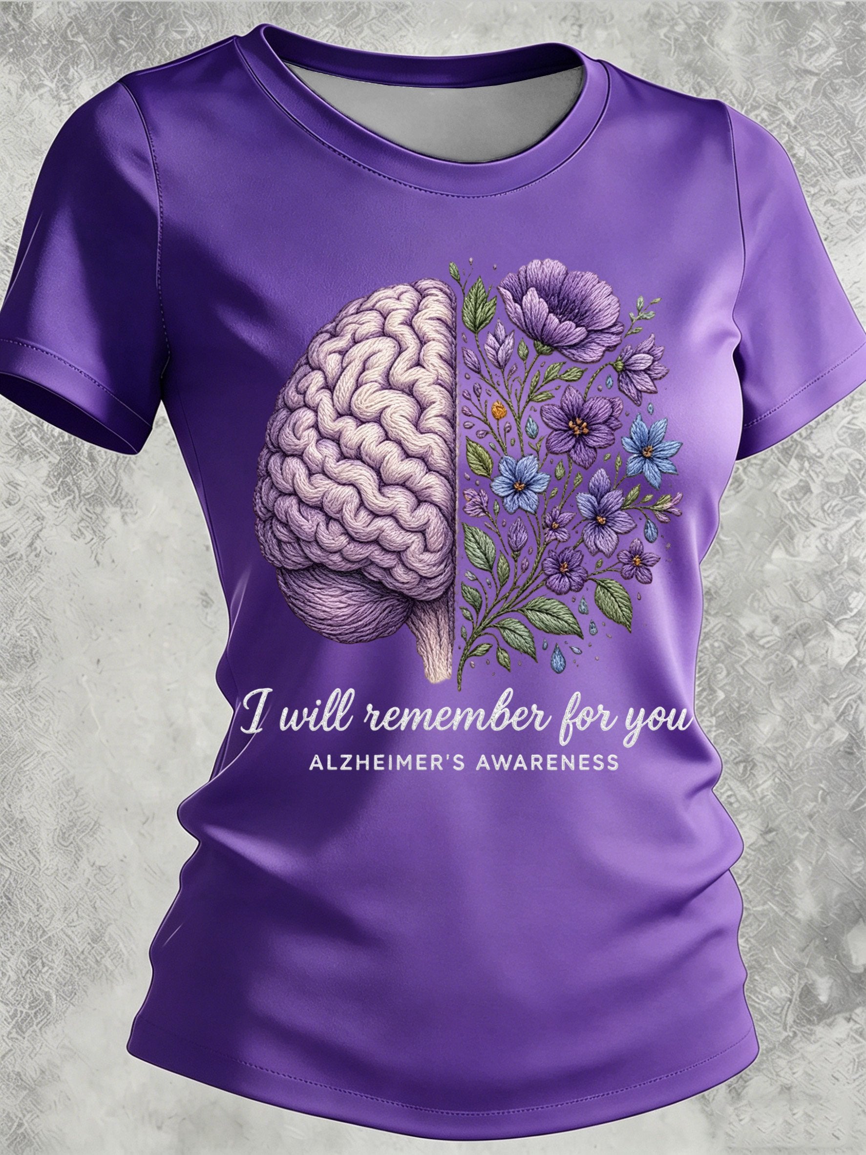 Women's Alzheimer's Awareness Print Casual Crewneck Top