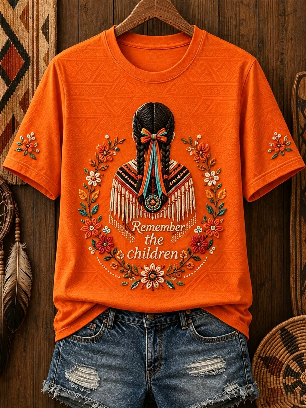 Women's Orange Shirt Day Print Casual T-shirt