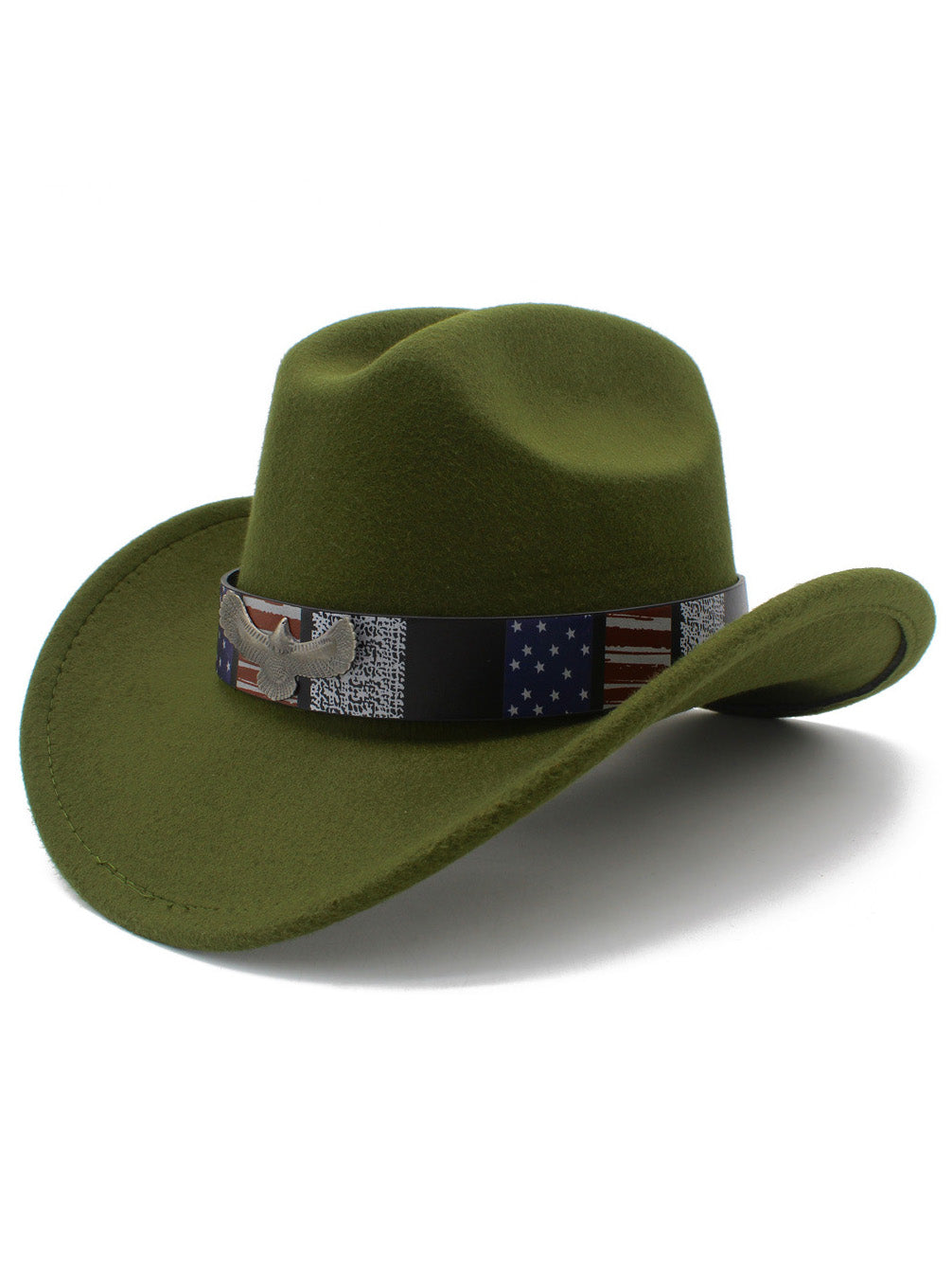 Men's American Flag Eagle Independence Day Wide Brim Cowboy Hat