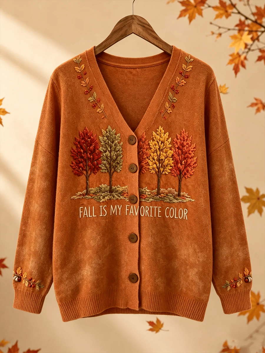 Women's Fall Patchwork Pumpkin Print Cardigan