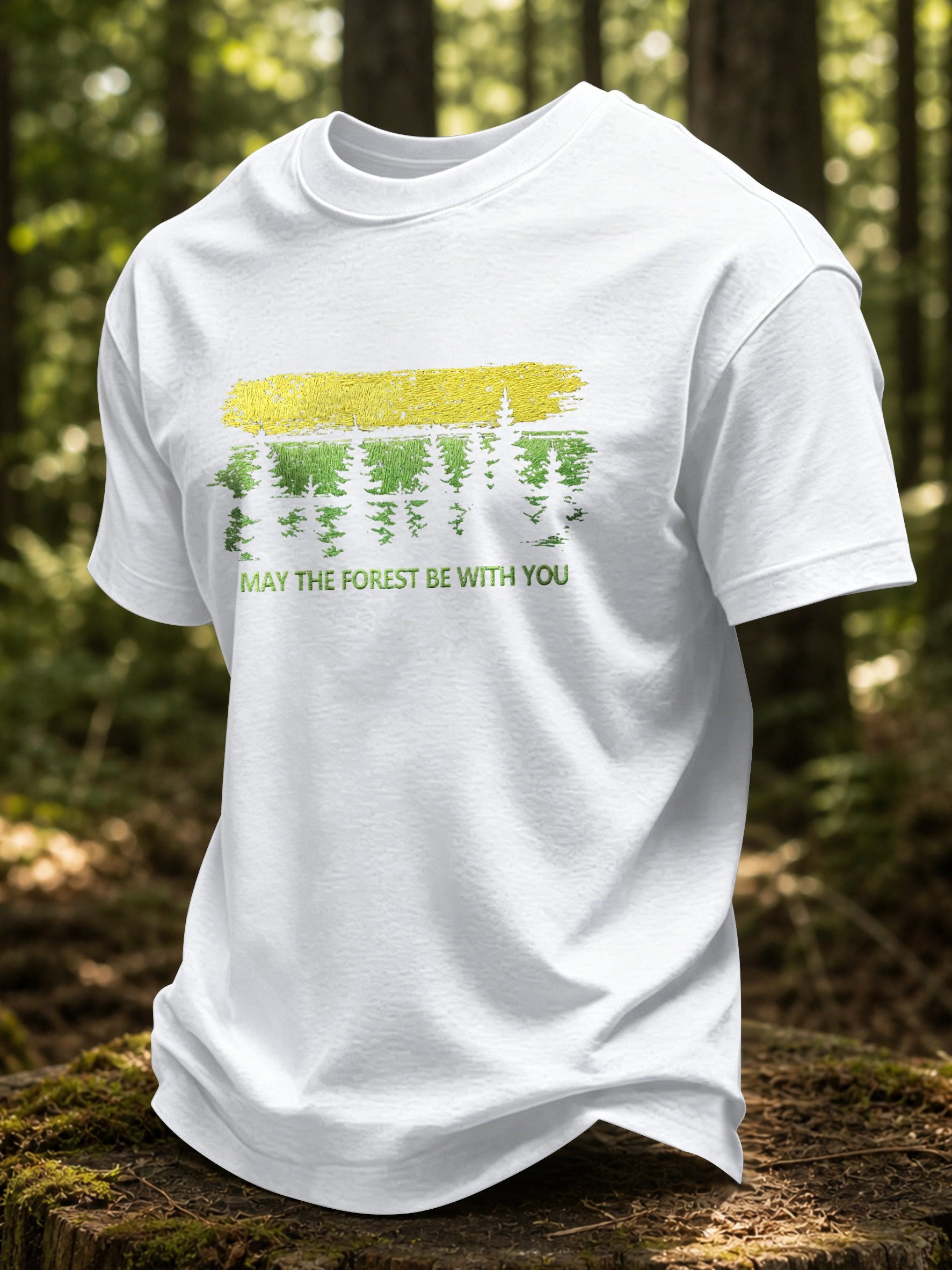 Men's May The Forest Be With You Printed Casual T-Shirt