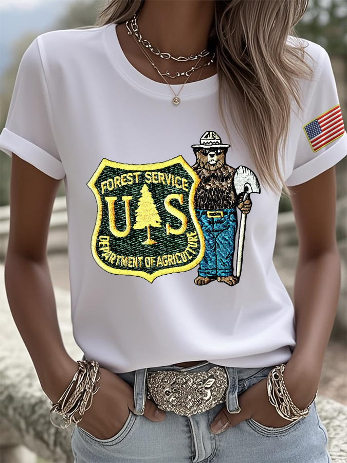 Retro Save The Forest Service Print T-Shirt