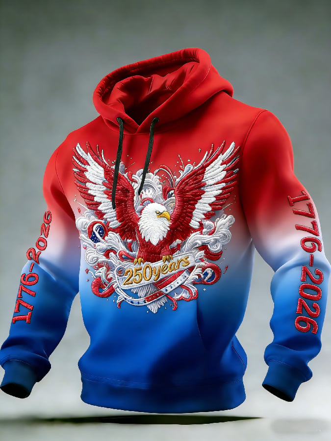 Men's Casual American 250th Anniversary Print Sweatshirt