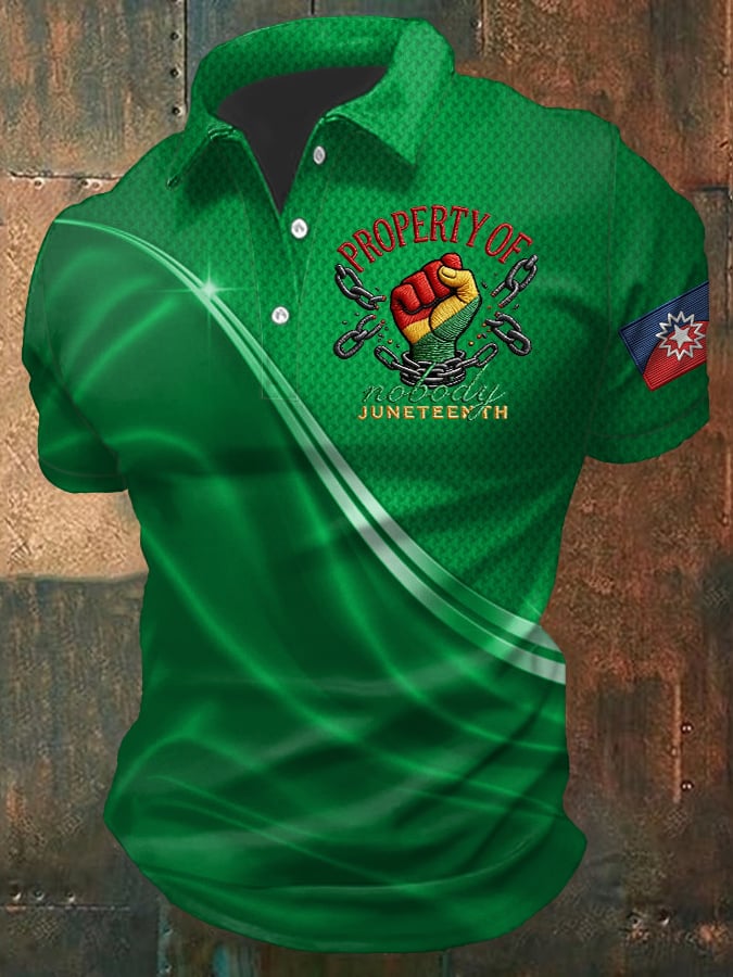 Men's Juneteenth Print  Casual Polo Shirt